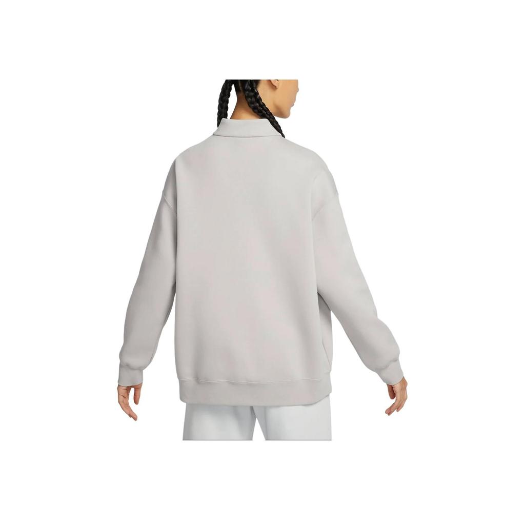 Nike Sportswear Tech Fleece Half-Zip Stand Collar Sweatshirt Women Tops Light-Iron-Ore Gray HF5175-012