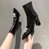 New Pointed Toe Square Heel Rhinestone Decoration Elegant Women's Shoes Fashion Wear-resistant Comfortable Casual Boots