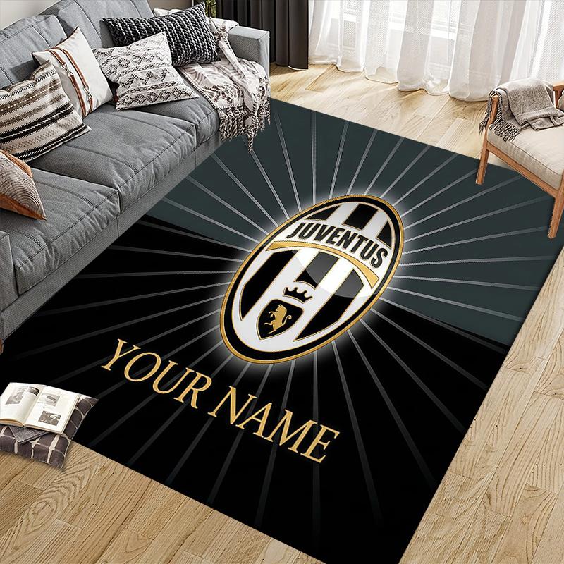 Custom Name Juventus Flannel Pattern Square Carpet,Area Rug,Carpet Rug for Living Room Bedroom Sofa Playroom Decor,Non-slip Floor Mat