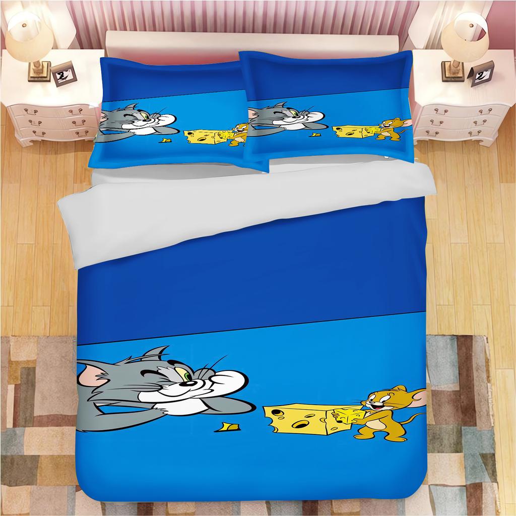 Том и Джерри Аниме Домашняя Спальня Плед Нордический полиэстер Подходит для детей и взрослых Комплект из 3 предметов