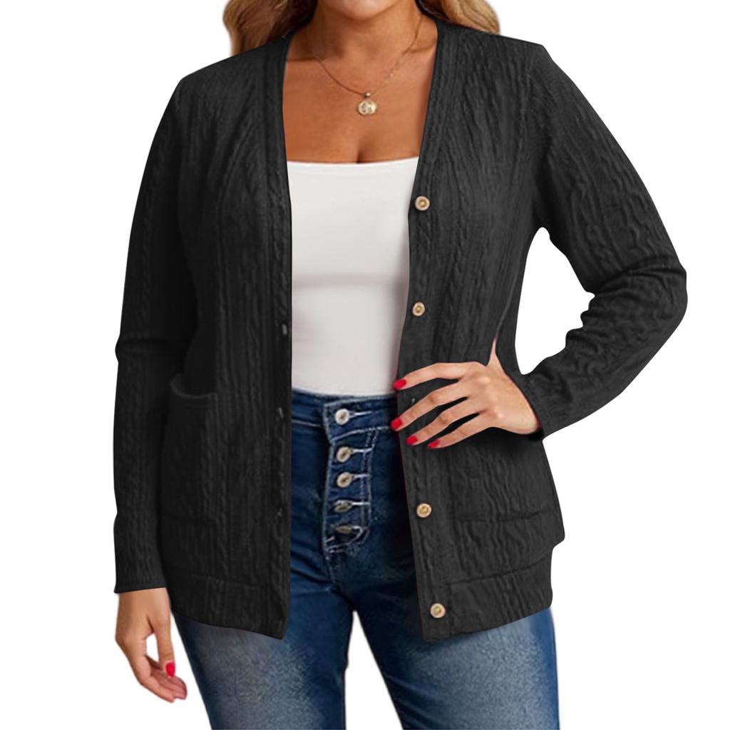 Women's Fashion Casual Plus Size Solid Color Long Sleeve Jacket