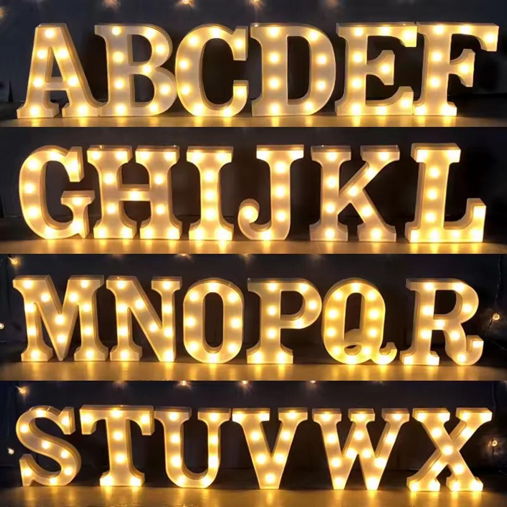 Alphabet Letter LED Lights Luminous Number Lamp Battery Warm Night Light for Home Wedding Birthday Christmas Party Decoration