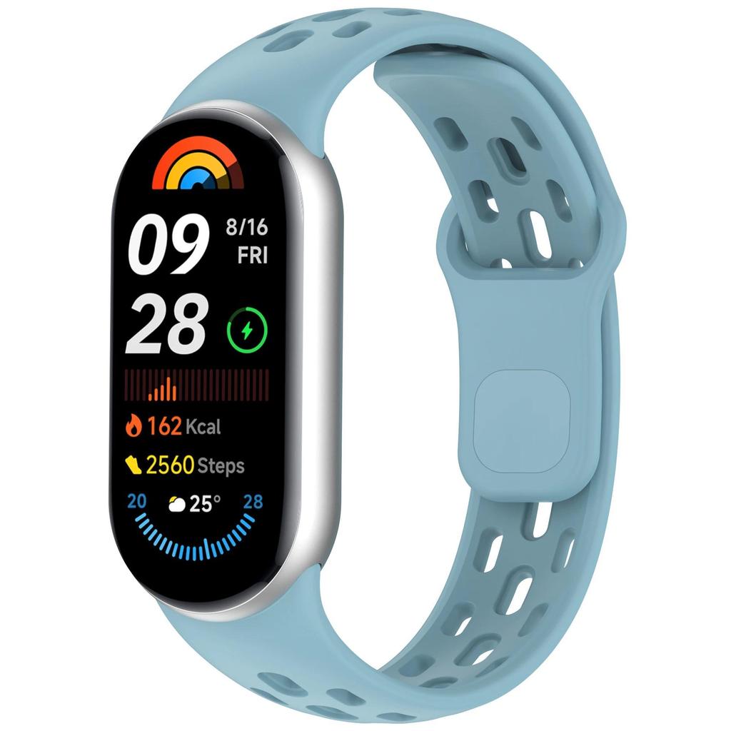 Силиконовый ремешок для Xiaomi Mi Band 10 Аксессуары Спортивный дышащий Браслет Наручный ремешок pulseira correa для Xiaomi Mi band 9 8