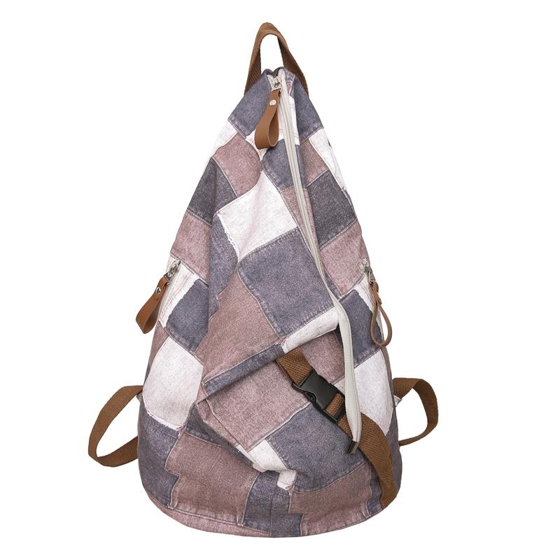Джинсовый женский рюкзак с цветными блоками, мужские клетчатые рюкзаки, большая вместительная сумка на плечо, студенческая школьная сумка