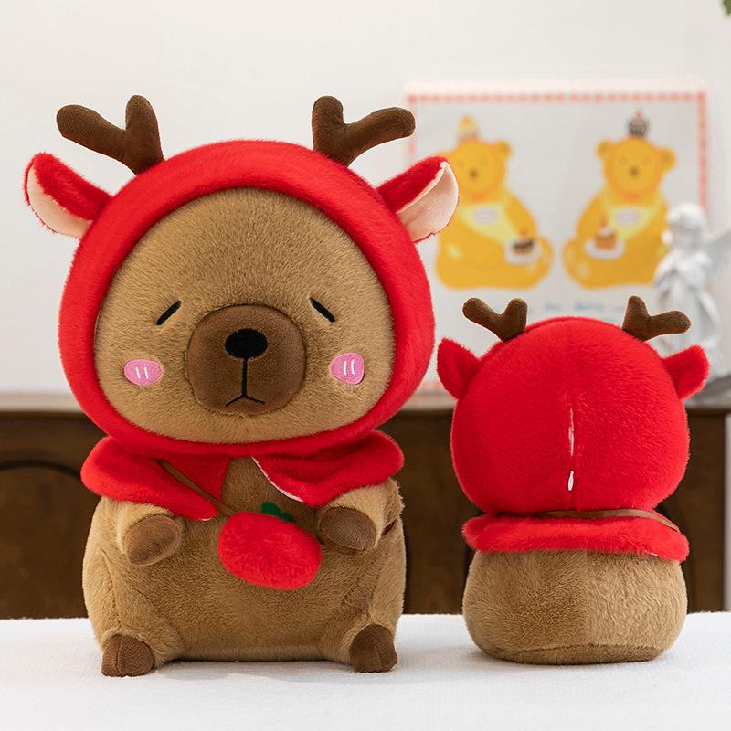 Elk kapibara plush toy christmas hat capybara doll throw pillow doll machine exchange