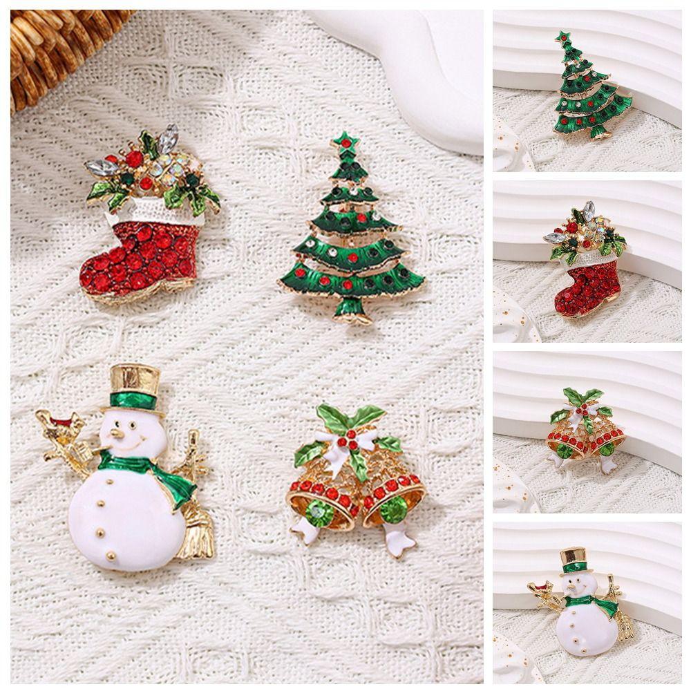 Clothes Accessories Enamel Rhinestone Brooches Korean Style Snowman Brooch Christmas Brooch Daily