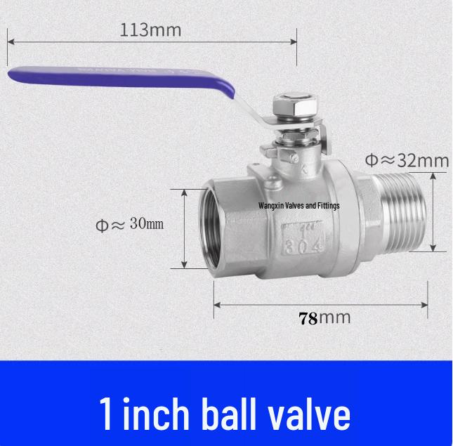 304 Stainless Steel Threaded Ball Valve - Available in 1/2, 3/4, 1, 1.5 Inch Sizes