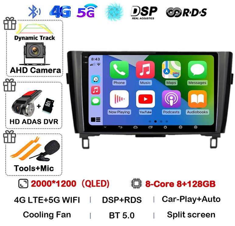 Android 14 Carplay Auto Для Nissan X-Trail xtrail X - Trail 3 T32 Qashqai J11 2013-2022 Автомагнитола Мультимедийный плеер GPS Стерео