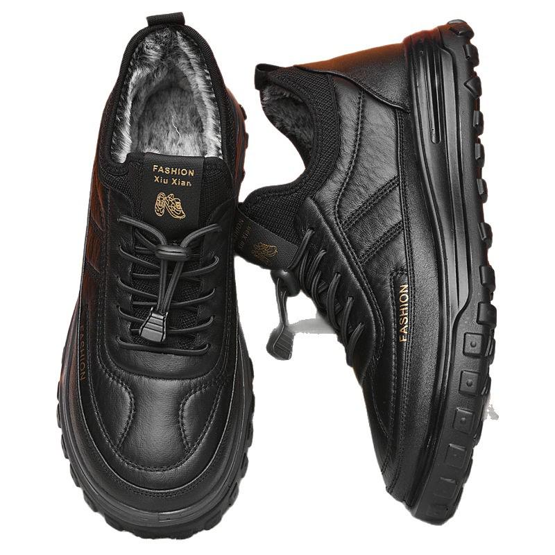 Мужские зимние хлопковые сноубутсы - на флисовой подкладке, утолщенные и удобные, повседневная спортивная обувь