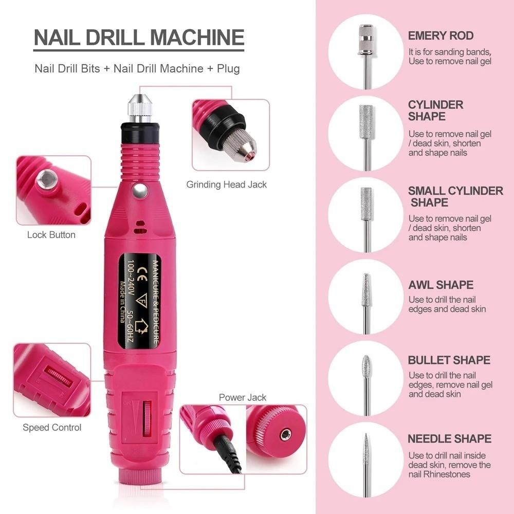 High-Speed Electric Nail Drill Machine Portable Manicure Mill Equipment  Nail Art Tools