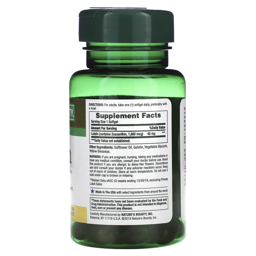 Nature's Bounty Lutein, 40 Mg, 30 Fast-dissolving Softgels