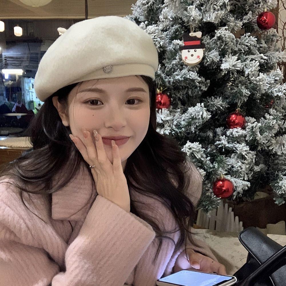 Pure Color Wool Beret Woolen Retro Painter Hat Fashion Octagonal Hat Outdoor