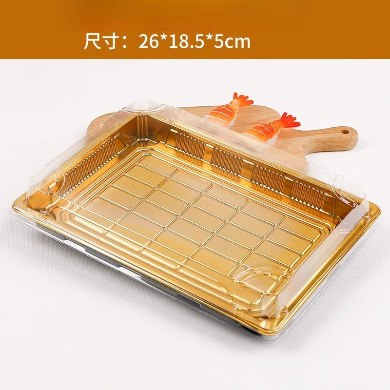 Disposable Sushi Box Plastic Food Container Golden Commercial High End Japanese Sashimi Tray