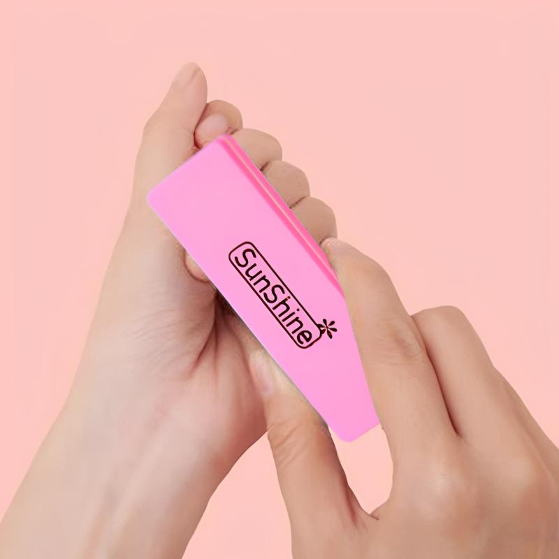 Nail Buffer Pink Easy-to-Hold Rectangular Fine Sand Buffing Block for Salon Grade Home Nail Polishing Care