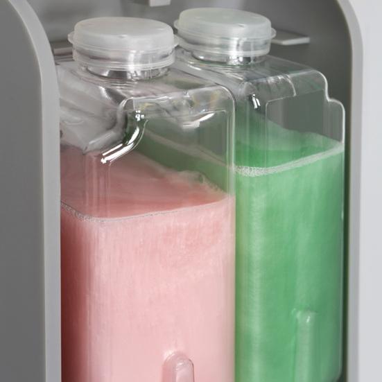 Soap Dispenser 400ml*2 Dual Compartment Large Capacity Inner Liner Easy Refill Visual Design Soap