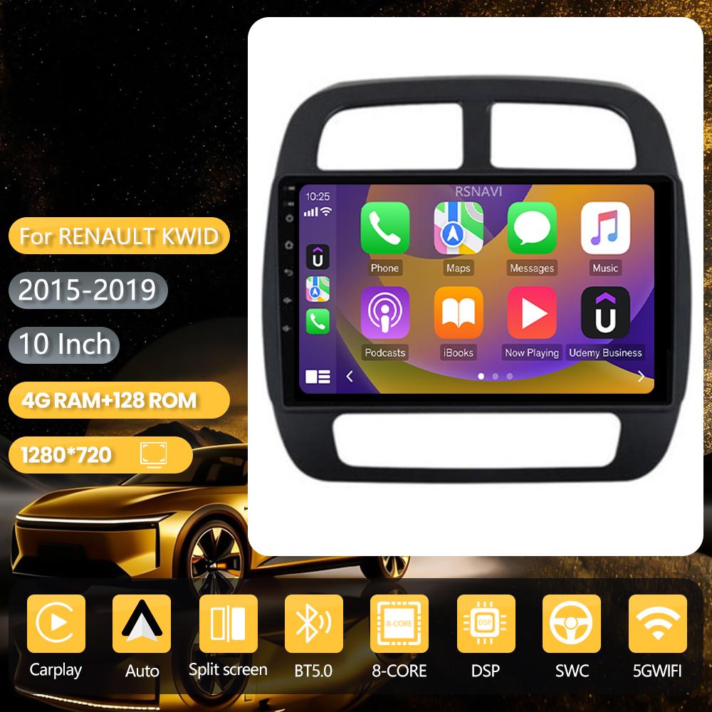 Qualcomm Android 16 pour Renault KWID K-ZE 2015 - 2019 Carplay Auto Écran 2K Autoradio Caméra 360 Lecteur Multimédia Snapdragon