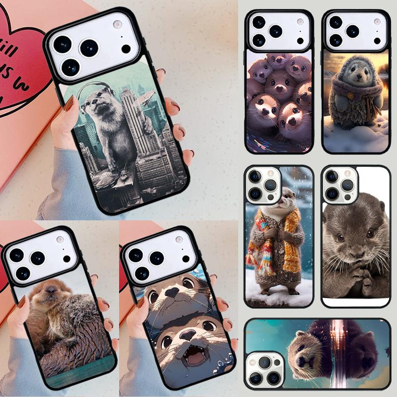 Animal otter Phone Case For iPhone 17 Air 14 15 13 12 Max Cover For Apple 14 15 16 16e 11 Pro Max Plus Coque