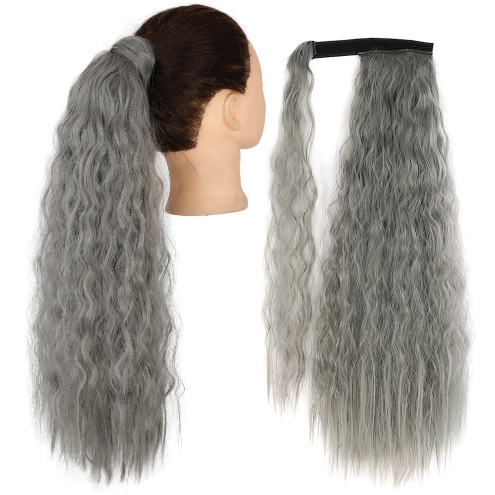 Synthetic Corn Wavy Long Ponytail Hairpiece Wrap On Clip Hair Extensions Ombre Brown Pony Tail Blonde Fack Hair