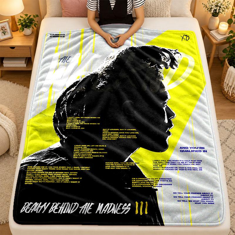 Flannel BlanketThe Weeknd Warm Soft Throw Blanket for Indoor Sofa Bed Living Room Use