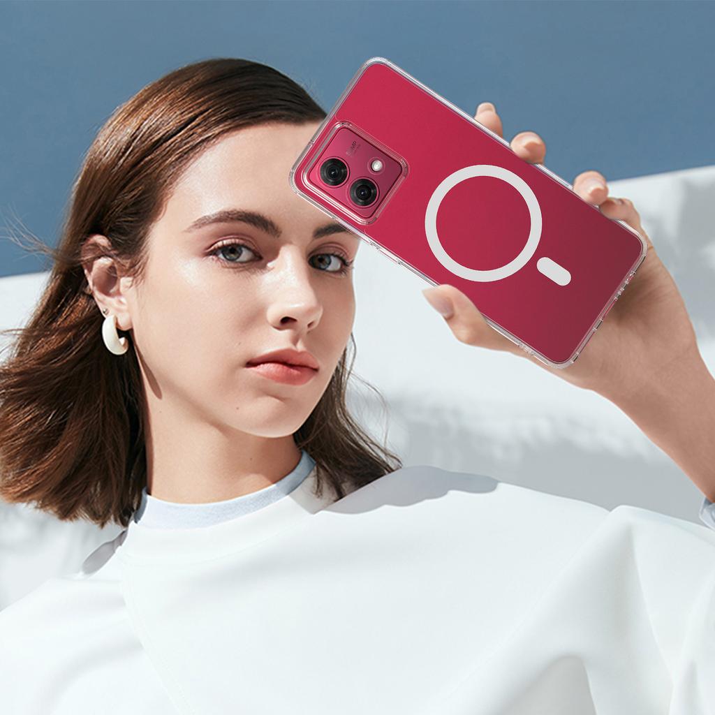 For Motorola Edge 40 Neo 5G Clear Phone Case Compatible with MagSafe TPU+Acrylic Back Cover