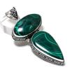 Malachite Ethnic 925 Sterling Silver Jewelry Pendant 3.23" E6e47