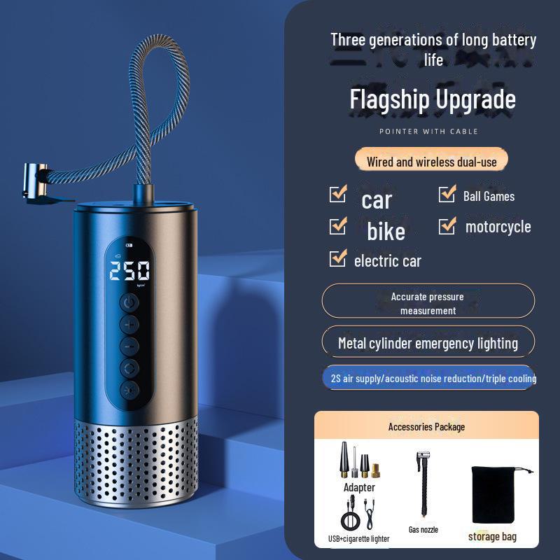 Беспроводной интеллектуальный цифровой дисплей автомобильный воздушный насос: Многофункциональный портативный насос для накачивания шин