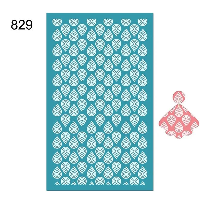 New Self-Adhesive Silk Screen Stencils for Polymer Clay Leaf Flower Decor Reusable Mesh Transfer Printing Earring Jewelry Making