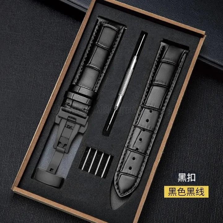 Watchband Genuine Leather Strap With Box Watch Band Butterfly Clasp Bracelet 14/16mm 18mm 20mm 21mm 22mm 24mm Wrist Band Watch Accessories