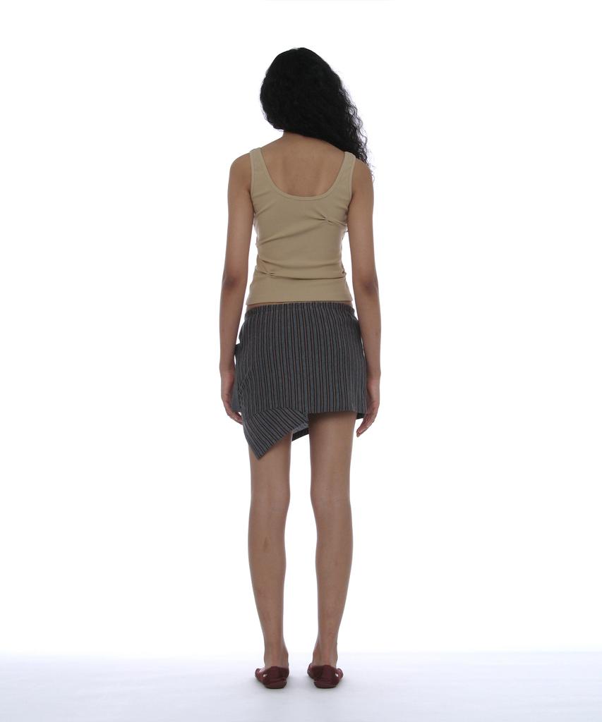 Partimento Woman Reworked Polo Mini Skirt_Charcoal Stripe