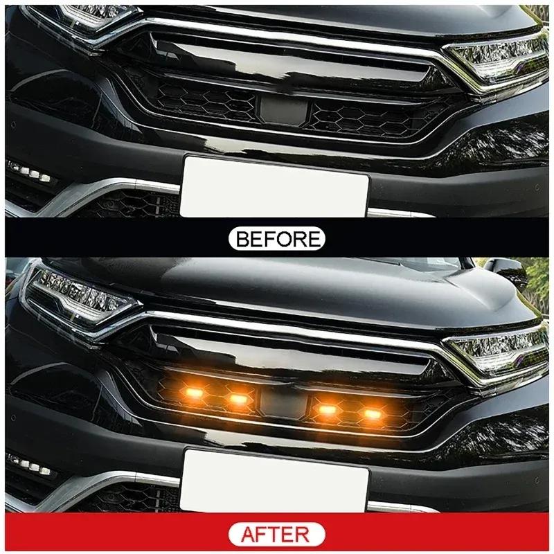 4Pcs/set Smoked Shell Amber Light Front Grille LED Light Safety Warning Light with Wire Harness Fit for Honda CRV 2017-2022