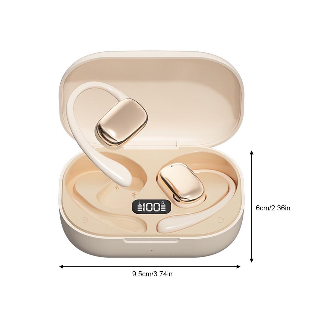 Wireless Earbuds Bones Conduction Bluetooth V5.4 Earphones with Non In Ear Hanging Type Sports Digital Display Ultra Long Battery Life Earphones