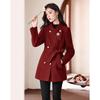 Petite Women's Winter Overcoat with Brooch Design