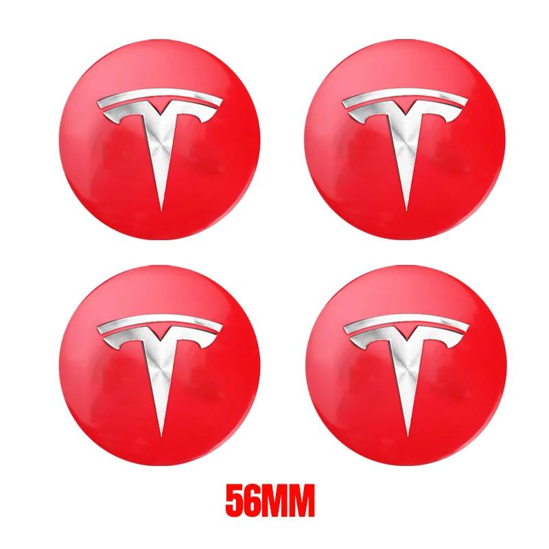 GEWT6 4pcs 56mm Tesla Hub Cap Center Cap Logo High Quality Sticker for Tesla Model 3 Y S X Personalized Car Sticker Car Accessories