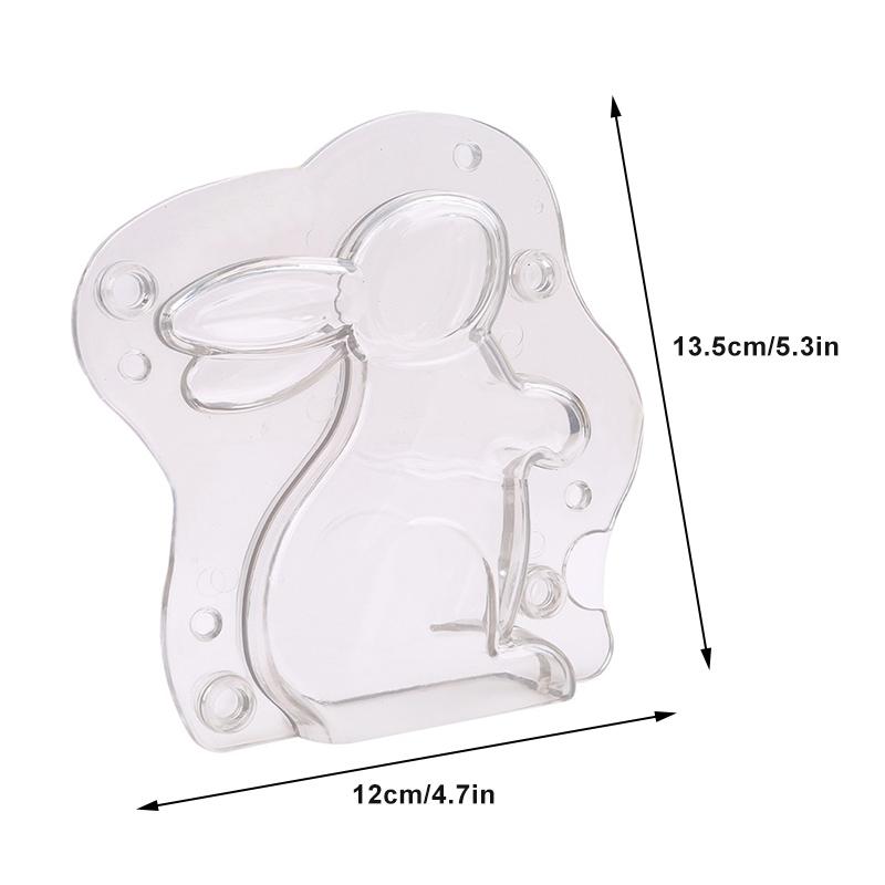 3D Easter Bunny Plastic Chocolate Mold Polycarbonate Rabbit Candy Mold Easy DIY Gift For Easter