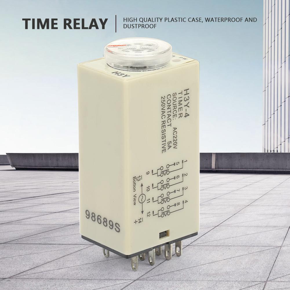 H3Y 4 Power On Delay Timer Relay 0 60 Minutes Time Relay AC 220V 5A