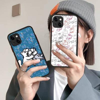 Милый Чехол для Телефона с Котом S-Simons Для IPhone 16 15 14 Plus 15 13 12 11 Pro Max X XS MAX Матовый Чехол
