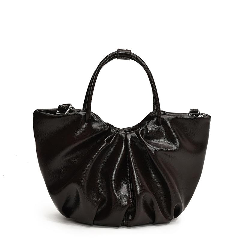 Французская плиссированная сумка-облако женская 2025 новая мода мягкая кожа портативная сумка-корзина для овощей универсальная на плечо сумка-мессенджер тренд