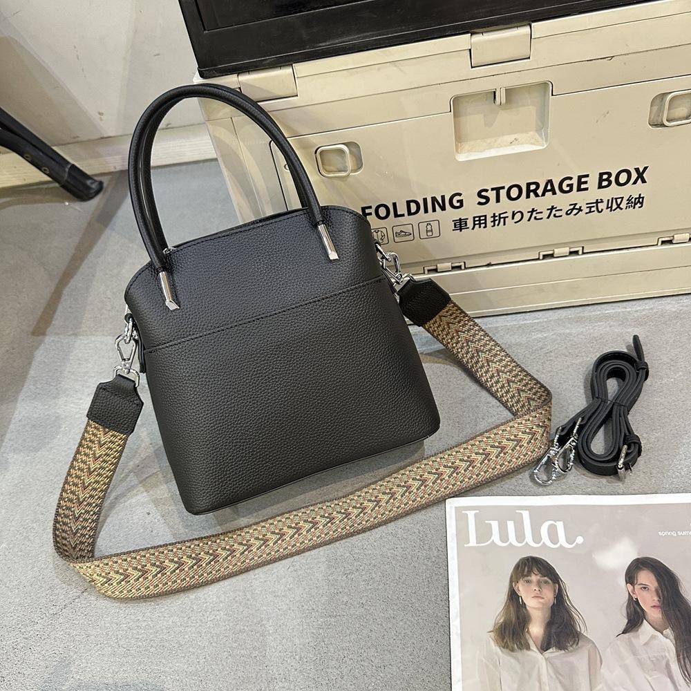 Women's Bag Bucket Bag Premium Leather Layer Cowhide Handbag Fashion Genuine Leather Shoulder Crossbody Bag