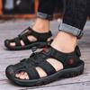 Leather Clog Sandals for Men Summer Outdoor Beach Shoes Casual Hiking Mens Sandals Genuine Leather Gladiator Flat Slippers