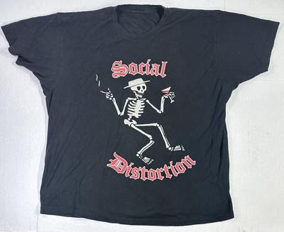Футболка группы Social Distortion Скелет Курит Мартини Панк-рок Черная XL Унисекс