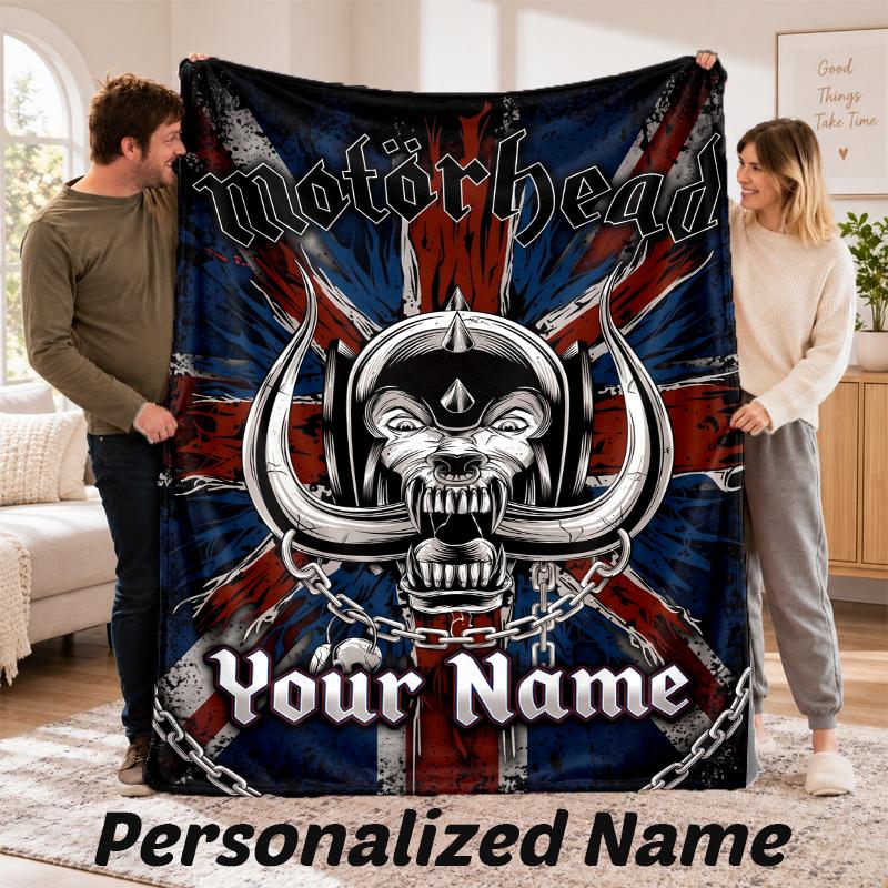 Motorhead Personalized Flannel Blanket Custom Name Text Soft Throw Blanket Home Decor