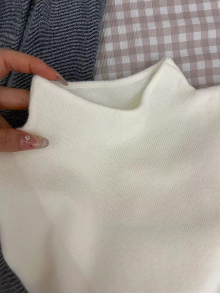 Повседневная водолазка с длинными рукавами, трикотажная базовая рубашка, женская зимняя осенняя однотонная тонкая теплая кофта в корейском стиле, простые топы, нижнее белье