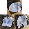 Spring French Sweet Ladies Blouse With 3d Floral Embroidery And Bubble Sleeves For Casual Wear