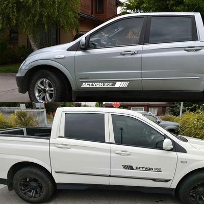 Наклейка на боковую дверь пикапа для Ssangyong Actyon Sport AX5, графические полосы для автомобиля, виниловое покрытие, аксессуары для тюнинга авто