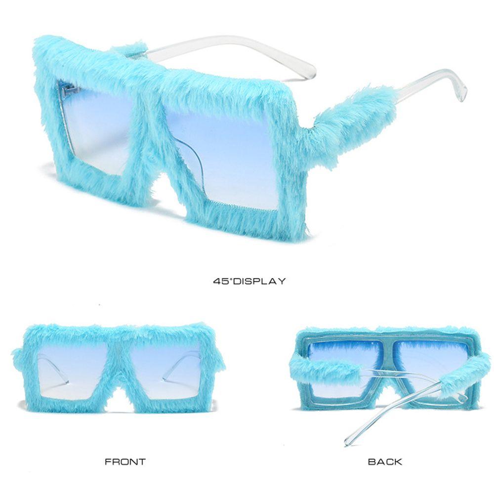 UV400 Square Frame Ladies Shades Plush Sunglasses Ladies Sexy Shades Punk Sun Glasses Soft Fur