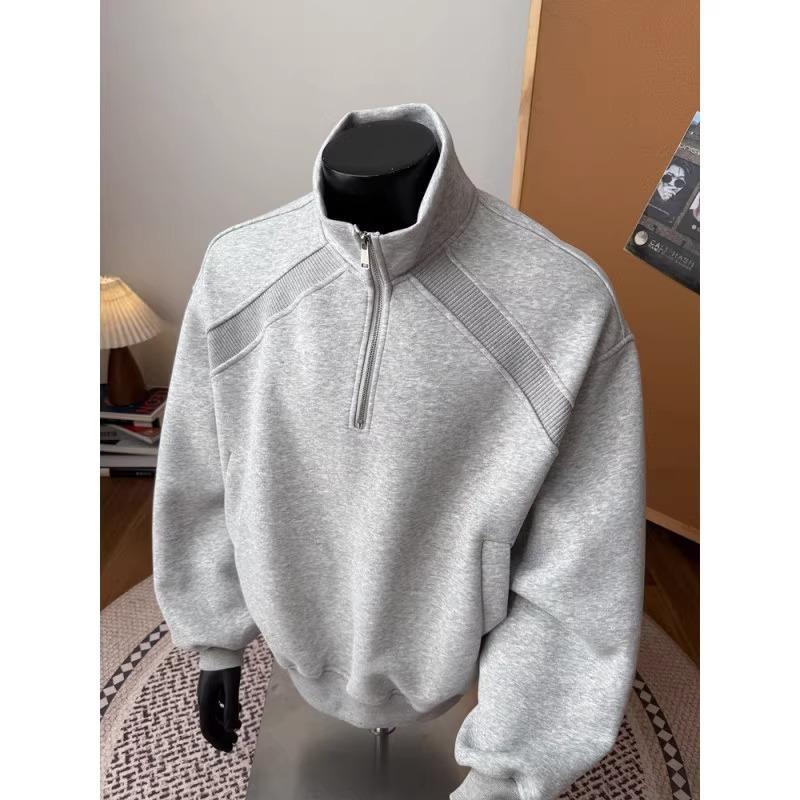 Vintage half-zipper pullover sweater men's and women's autumn loose couple versatile casual versatile student tide top
