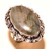 Blue Fire Labradorite Gemstone Ring Handmade Antique Gift Jewelry 7.25" V3y11