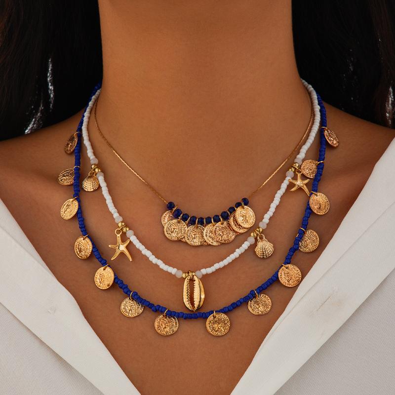 Пляжное ожерелье из бусин, ожерелье из искусственного жемчуга, ракушка морской звезды, ретро, праздник, смола