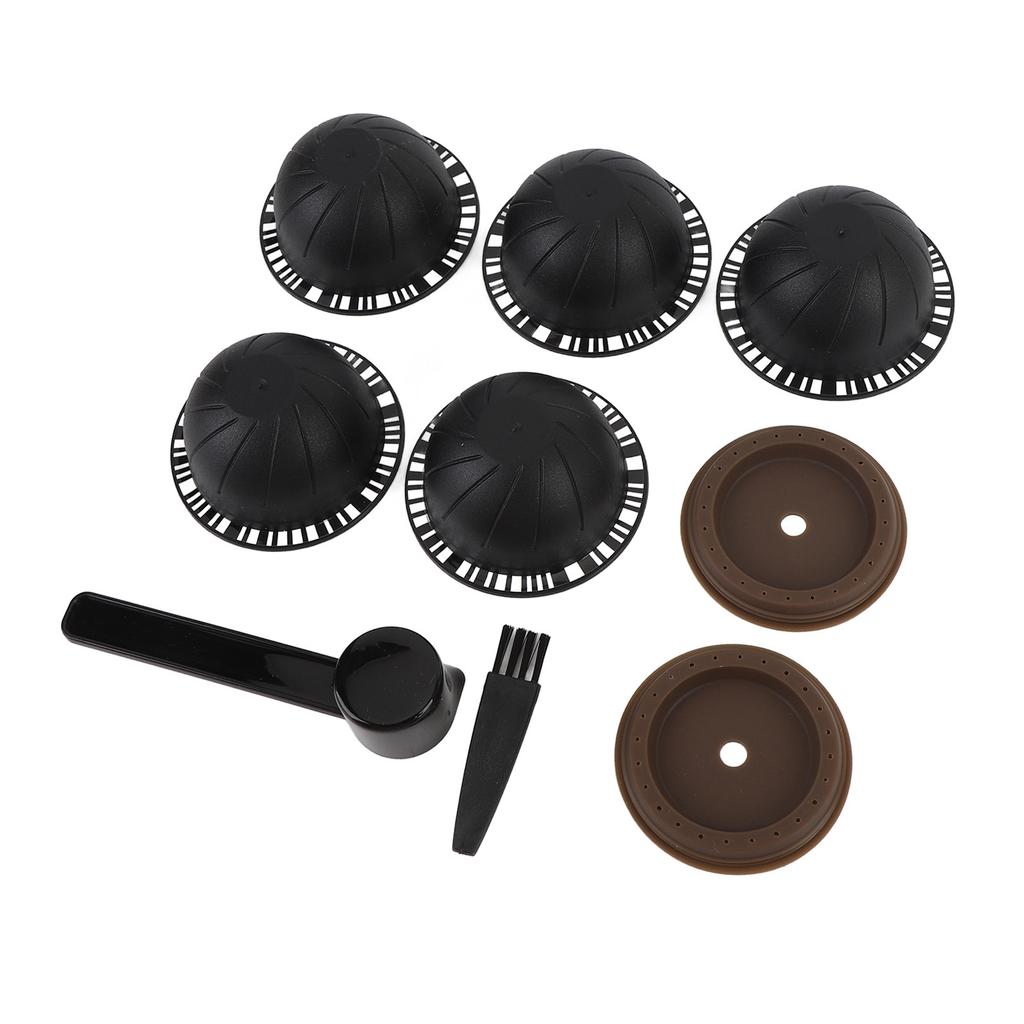 5 шт. многоразовых кофейных капсул, многоразовые кофейные капсулы с 2 крышками, 1 ложка-кисточка для приготовления кофе