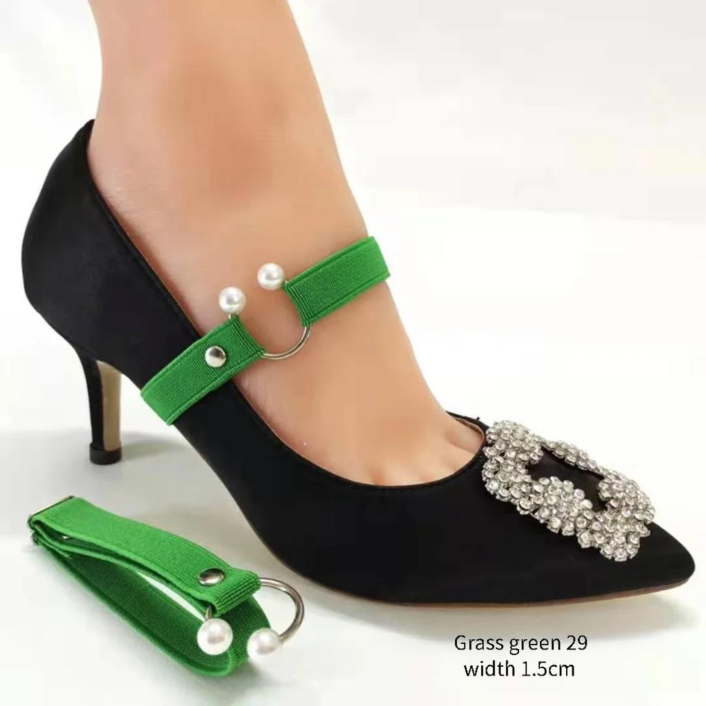 Новые шнурки для туфель на высоком каблуке шириной 1,5 см, женские эластичные шнурки, ремешок для обуви на каблуке, U-образная жемчужная пряжка, шнурки без завязывания, аксессуары для обуви